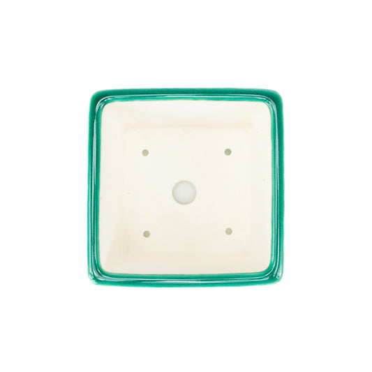 Bonsai Yixing pot groen semi-cascade vierkant 14cm, hoogte 11cm