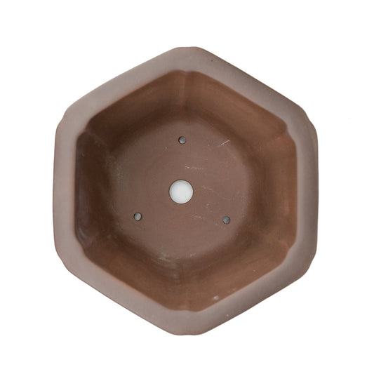 Bonsai Yixing pot ongeglazuurd zeshoek cascade 22 cm, hoogte 19cm