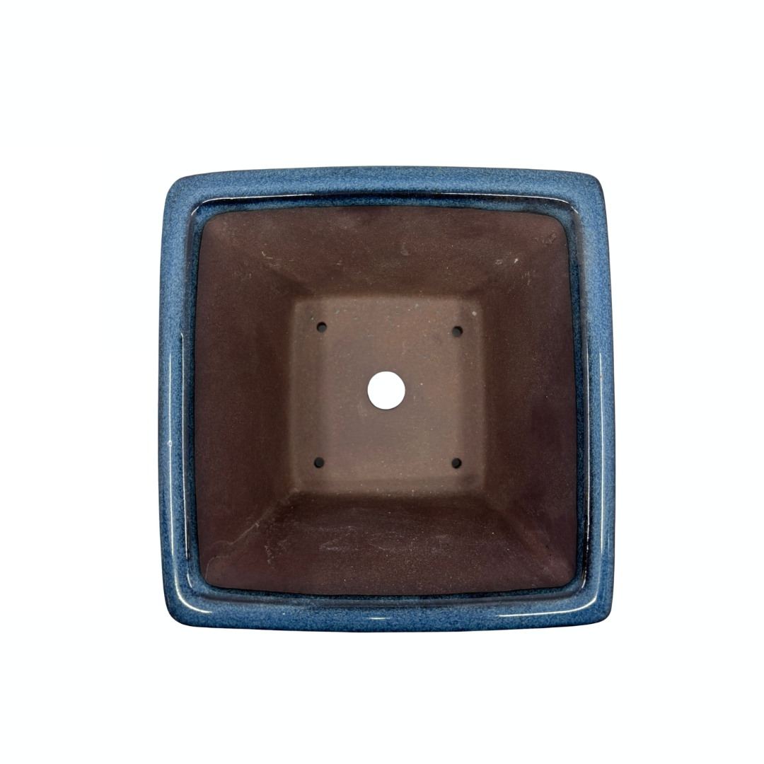 Bonsai pot - vierkant, geglazuurd, blauw (14cm breed)