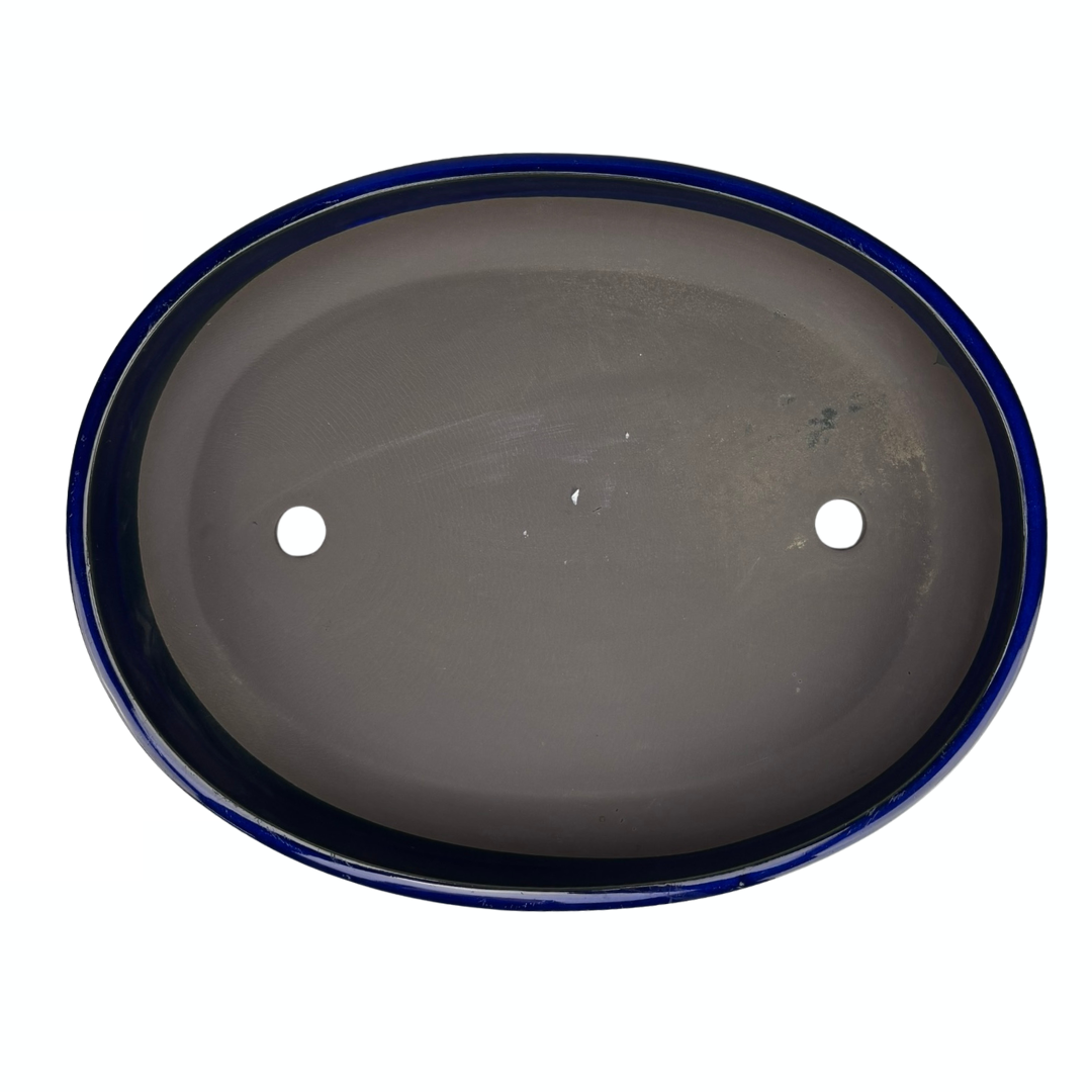Bonsai pot - ovaal, geglazuurd, blauw (47cm breed)
