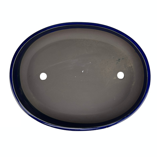 Bonsai pot - ovaal, geglazuurd, blauw (41cm breed)