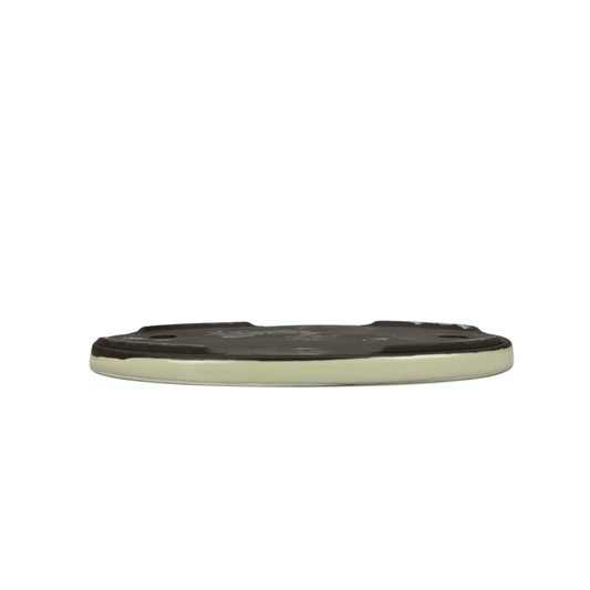 Bonsai pot - ovaal, geglazuurd, crème (28cm breed)
