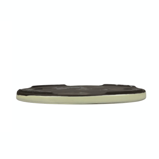 Bonsai pot - ovaal, geglazuurd, crème (34cm breed)