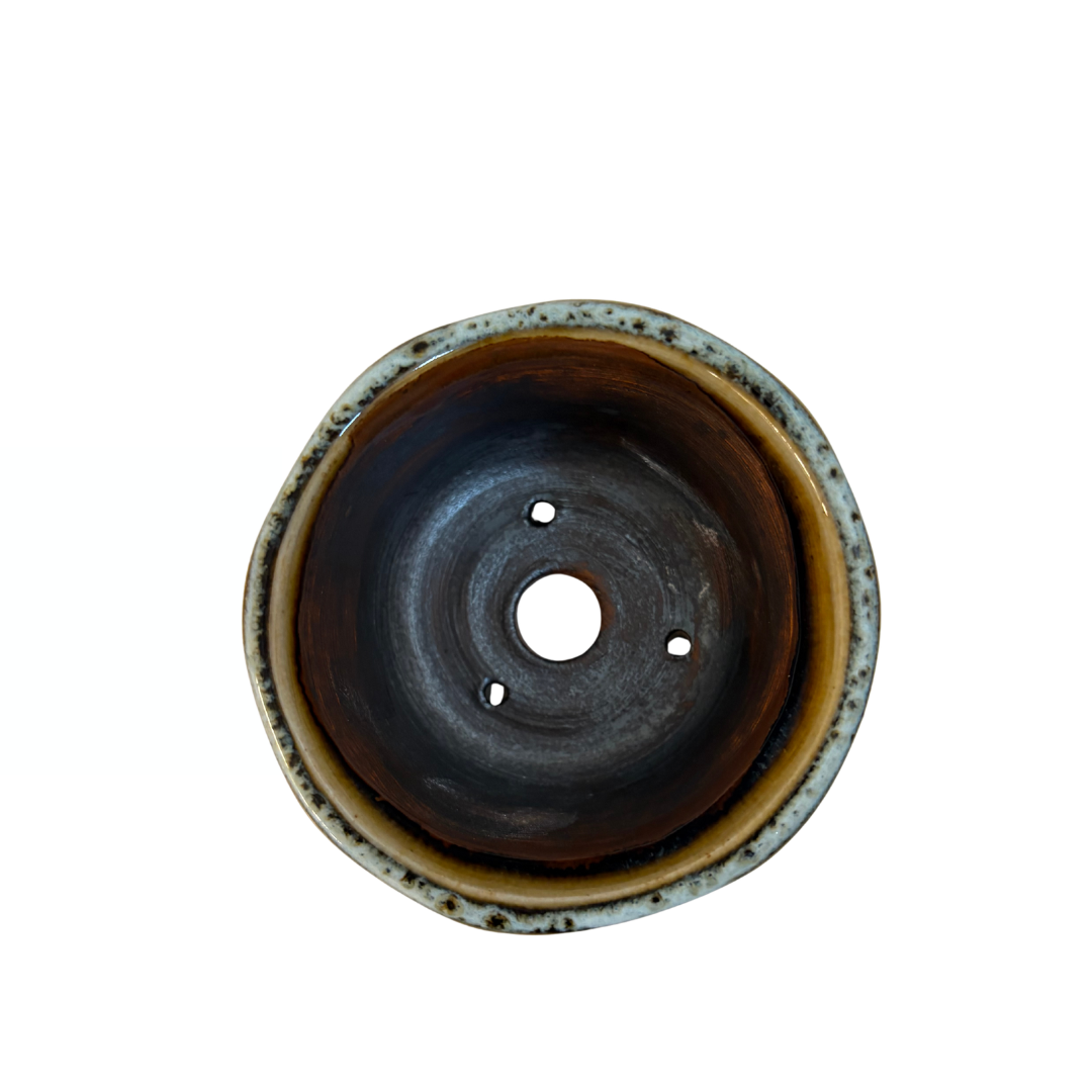 Shohin Bonsai pot bruin crème René Lecocq 9cm