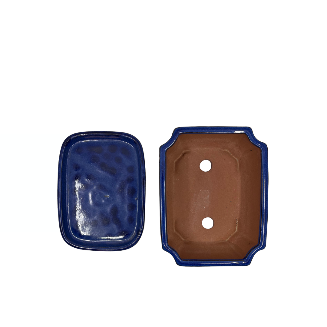 Bonsai pot blauw rechthoek 20cm - set