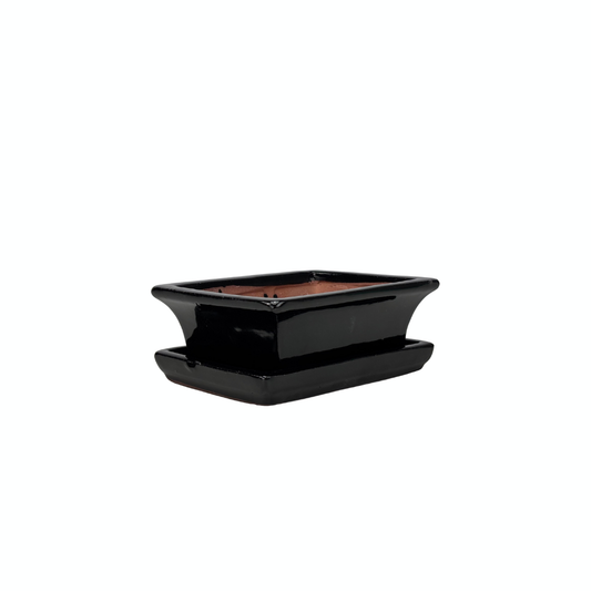 Bonsai pot zwart rechthoek 14cm - set