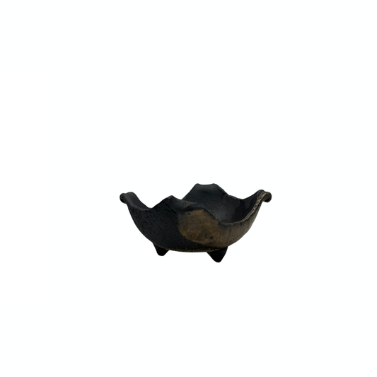 Bonsai pot - rechthoekig, geglazuurd, zwart met brons (12cm breed)