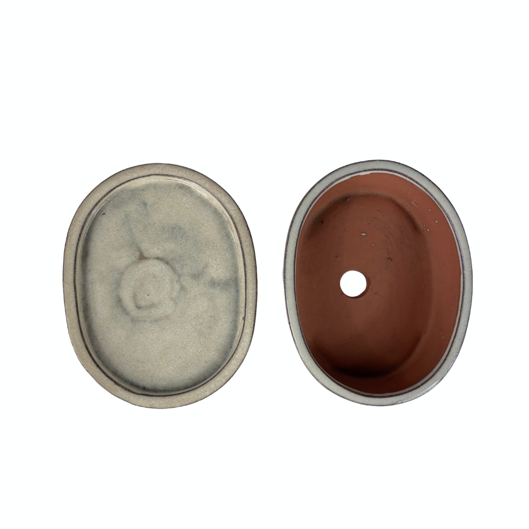 Bonsai pot creme ovaal 16cm - set