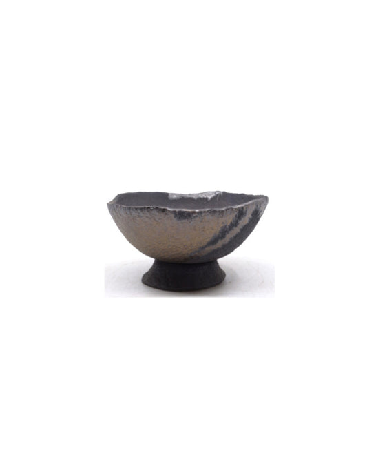 Shohin Bonsai pot handgemaakt bruin met brons accent 13cm