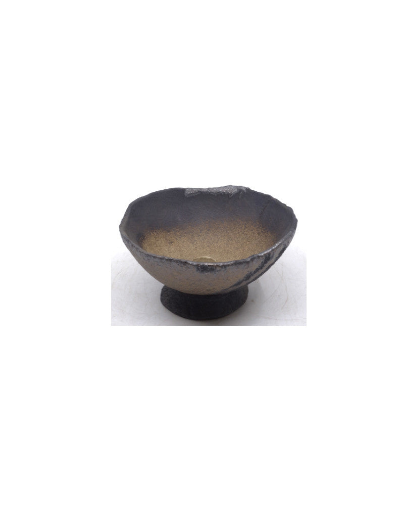 Shohin Bonsai pot handgemaakt bruin met brons accent 13cm