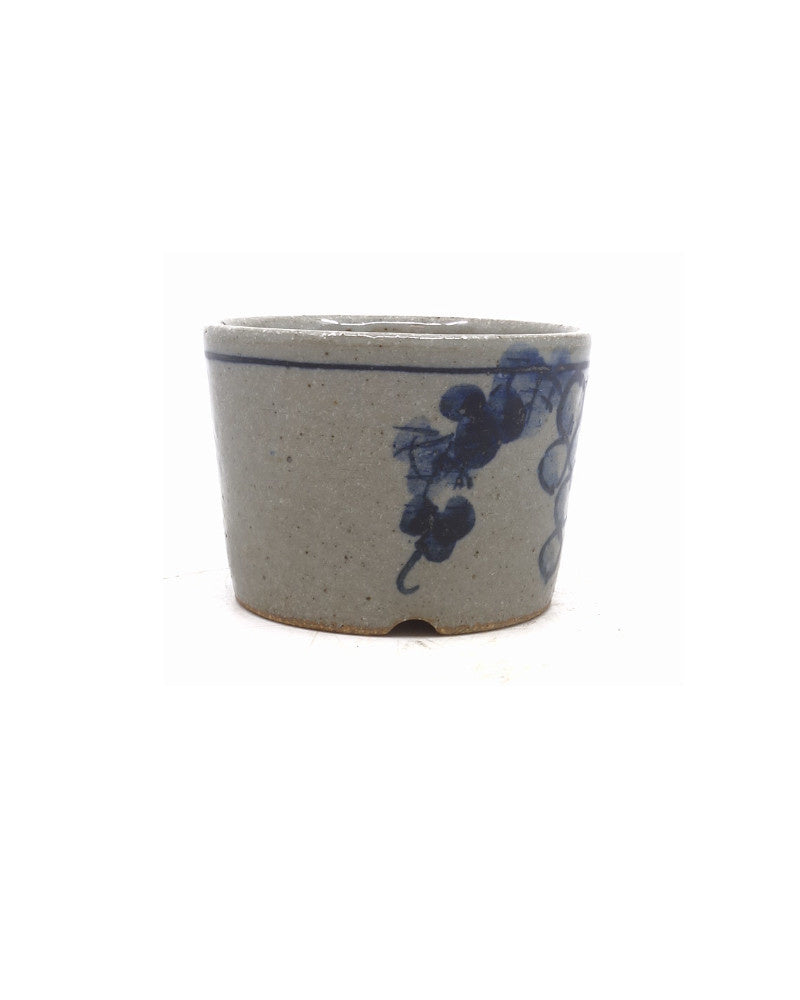 Shohin Bonsai pot handgeschilderd druiven rond 9cm