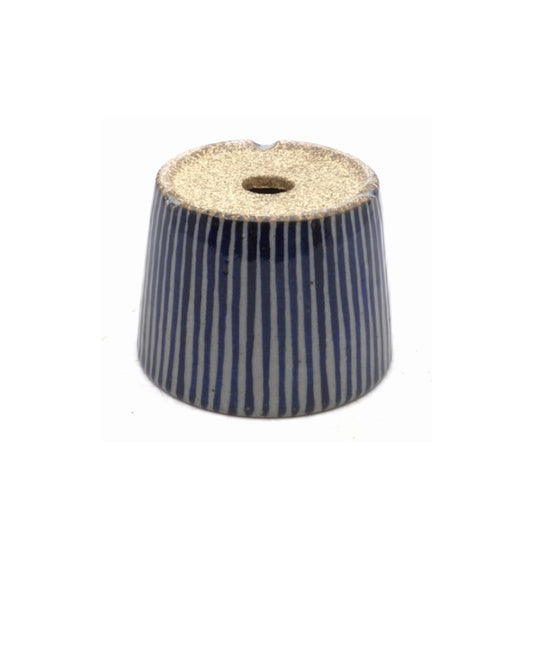 Shohin Bonsai pot handgeschilderd blauwe strepen rond 9cm