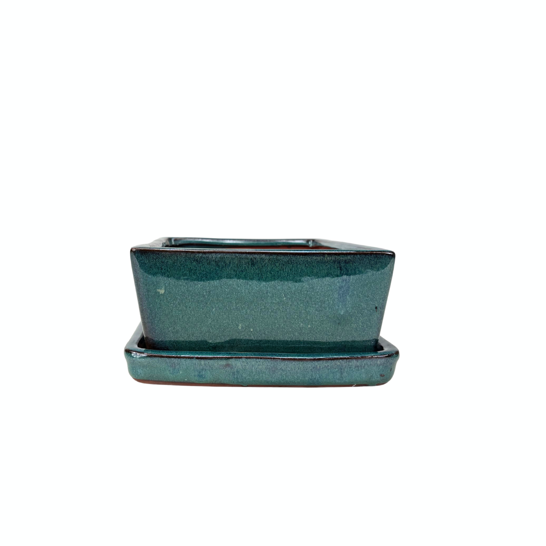 Bonsai pot groen rechthoek 24cm - set