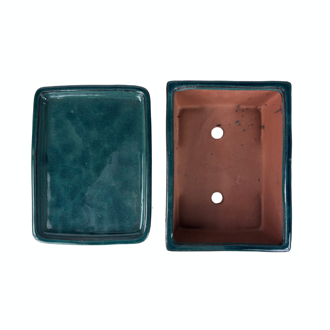 Bonsai pot groen rechthoek 24cm - set