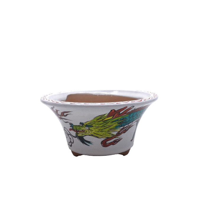 Bonsai pot handgeschilderde draak rond 15cm