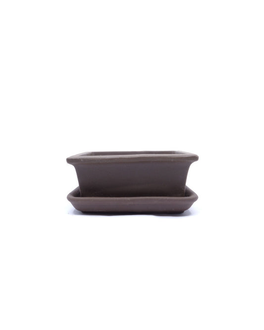 Bonsai pot ongelazuurd rechthoekig 13cm - set