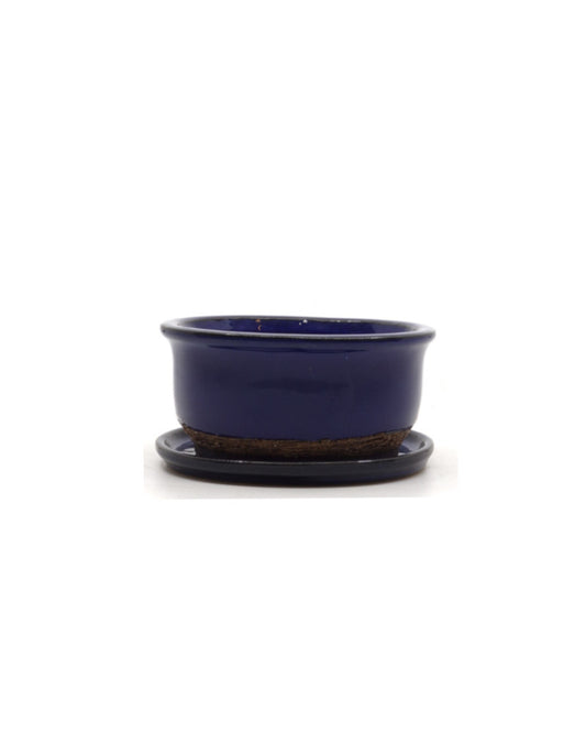 Bonsai pot blauw ovaal 12cm - set