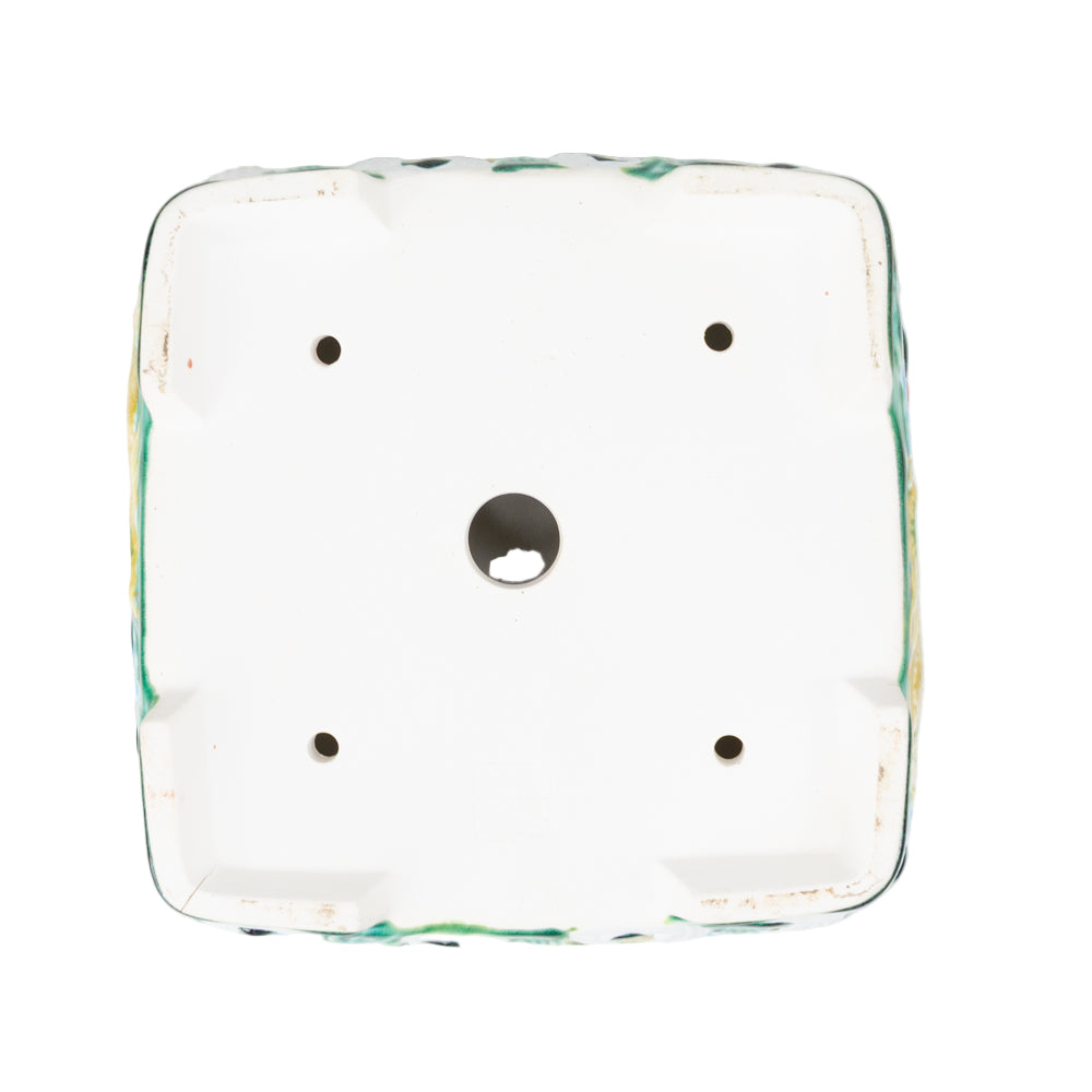 Bonsai Yixing pot groen draak vierkant 21cm