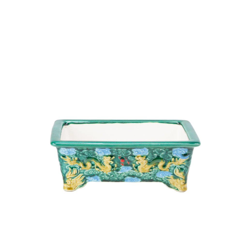 Bonsai pot groen draak rechthoek 33cm