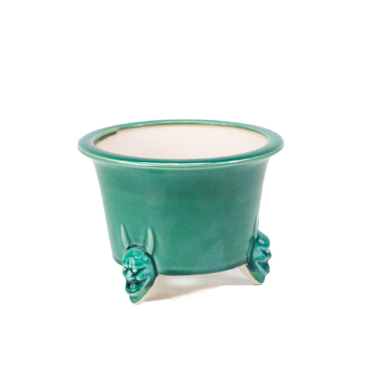 Shohin Bonsai Yixing pot turquoise duivel rond semi-cascade 9cm