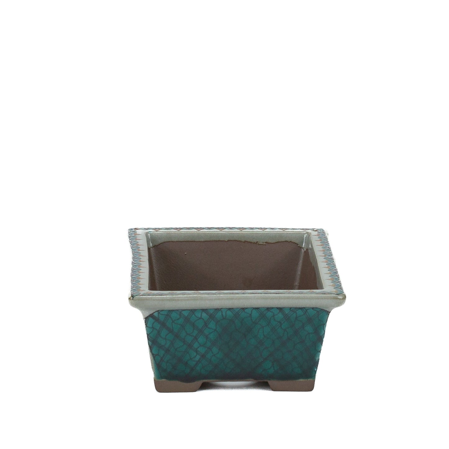 Bonsai pot Kutani yaki 'Ishidatami' rechthoekig multi-kleuren 13cm