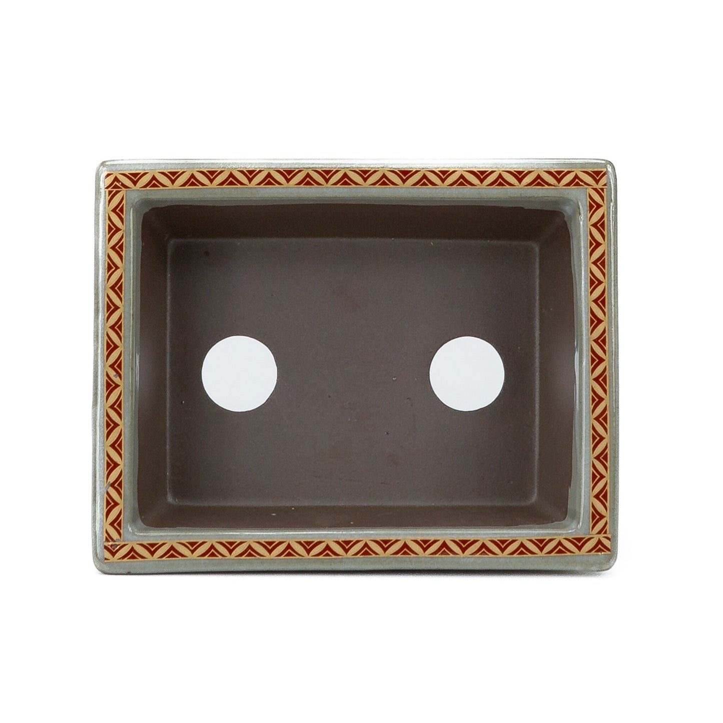 Bonsai pot Kutani yaki 'Shiro-tsubu tetsusen' rechthoekig goud 13cm