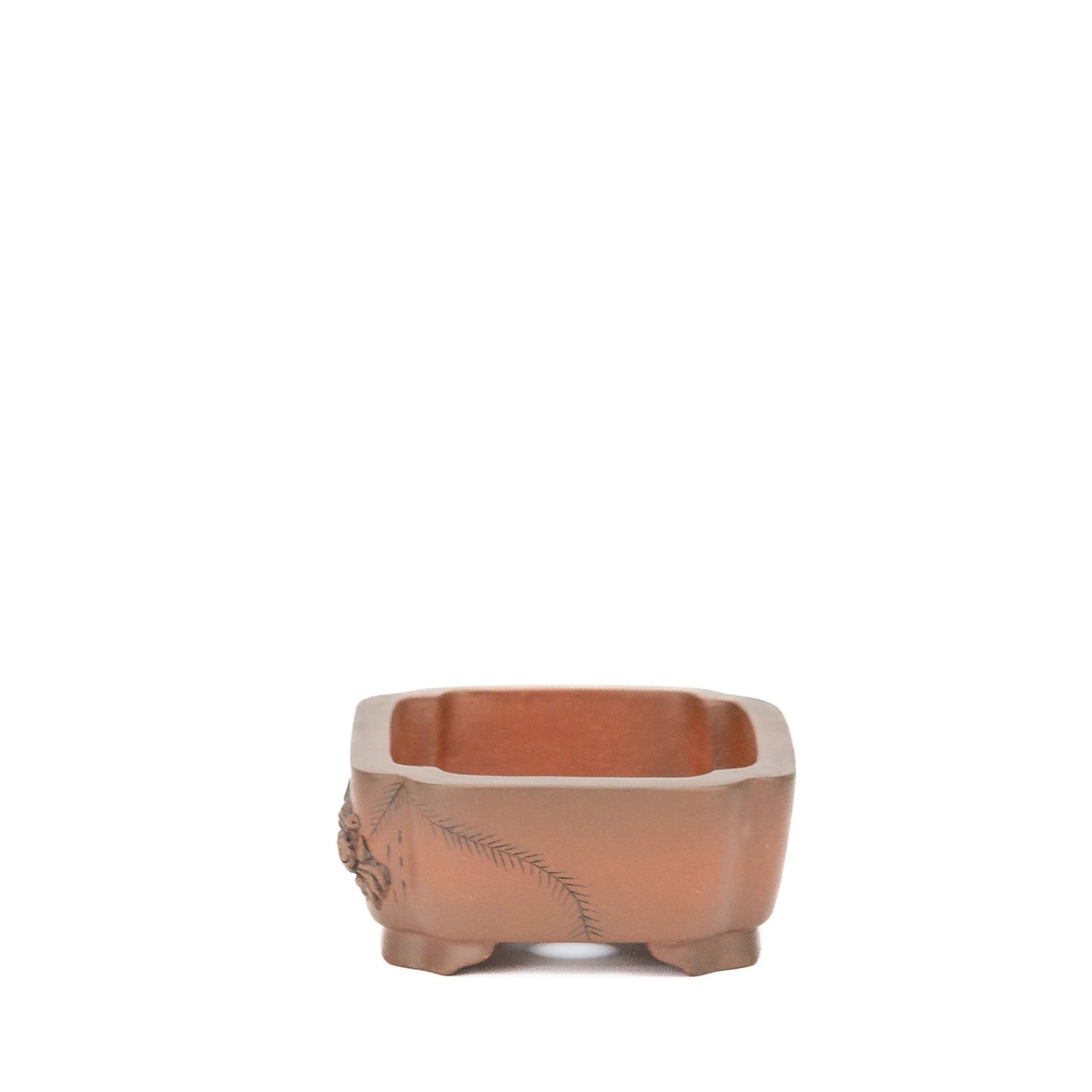 Bonsai pot Yixing ongeglazuurd mokko krab 13cm