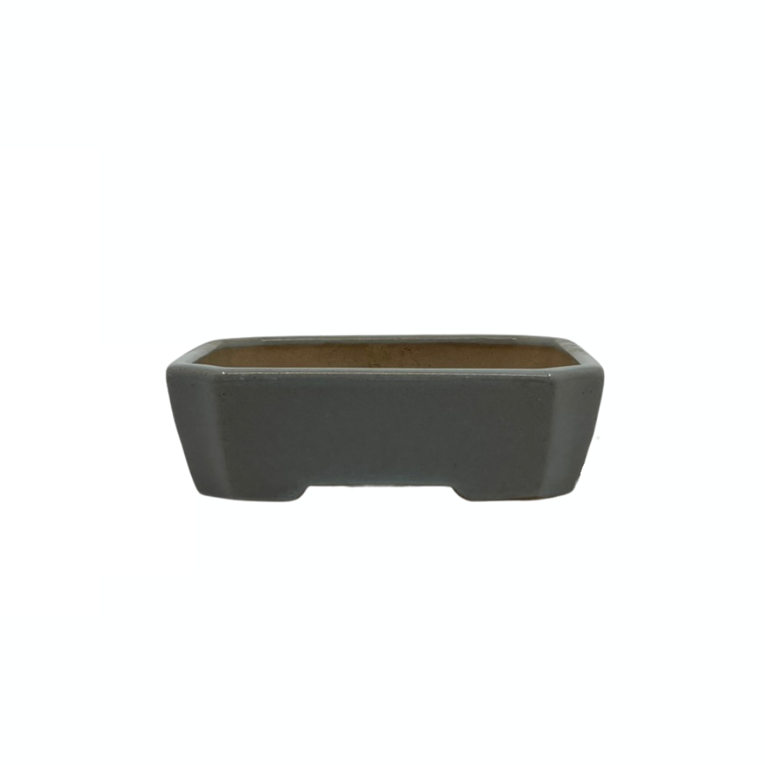 Bonsai pot - rechthoekig, geglazuurd, licht blauw grijs (17cm breed)