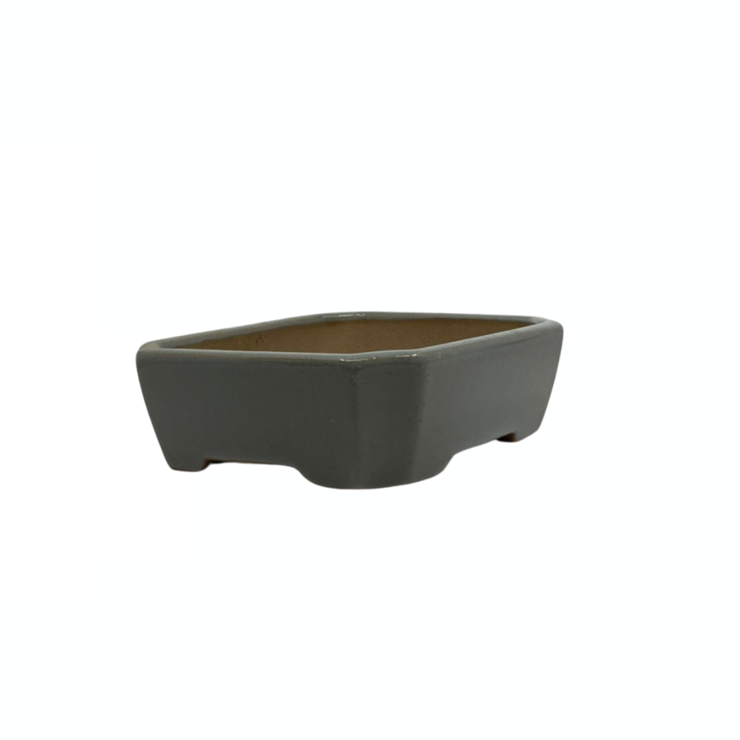Bonsai pot - rechthoekig, geglazuurd, licht blauw grijs (17cm breed)