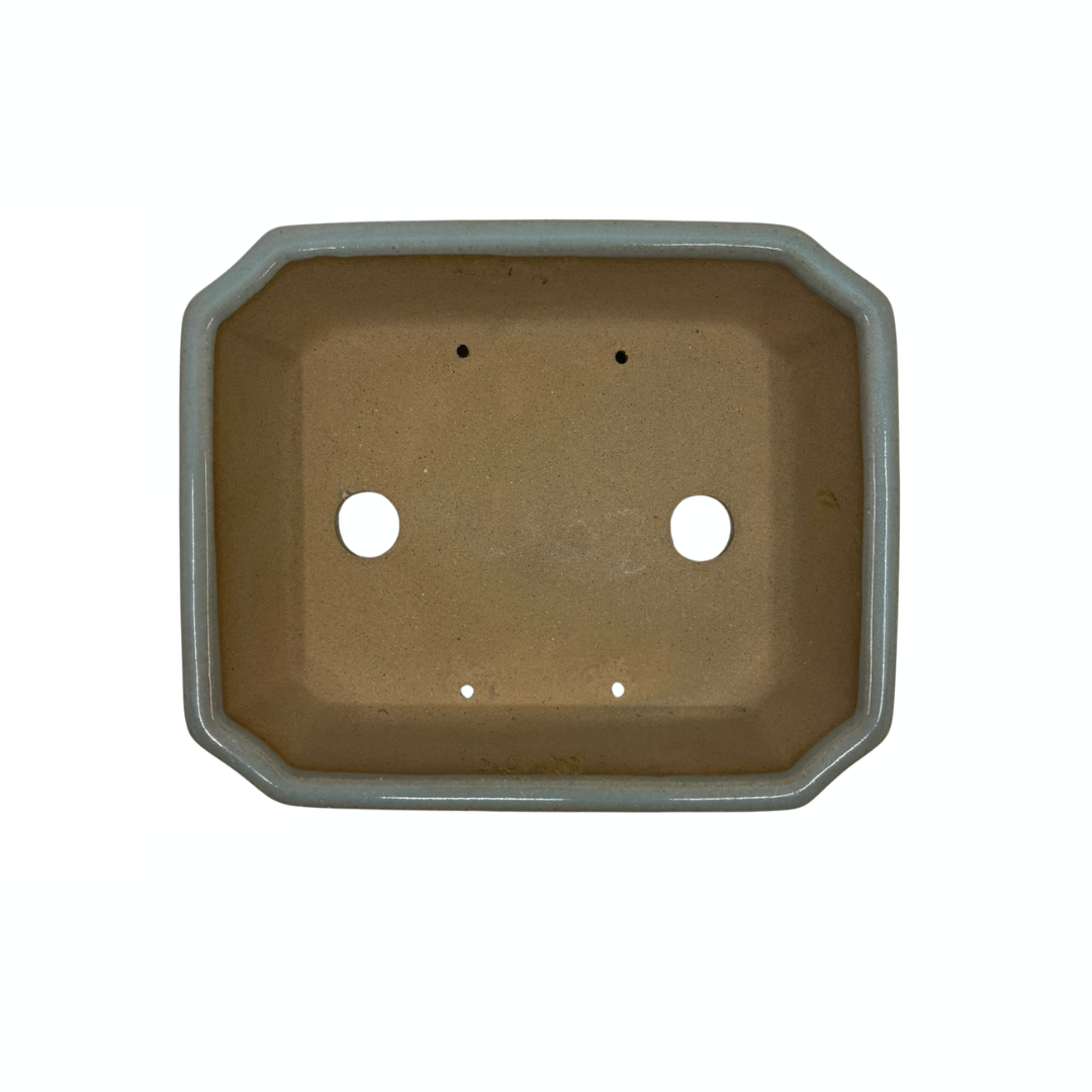 Bonsai pot - rechthoekig, geglazuurd, licht blauw grijs (17cm breed)