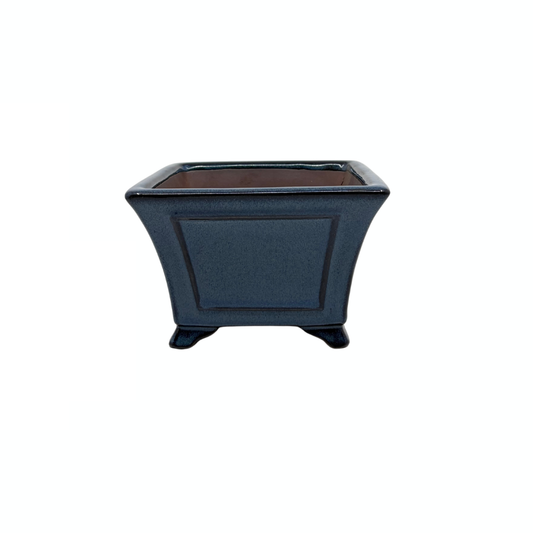 Bonsai pot - vierkant, geglazuurd, blauw (14cm breed)