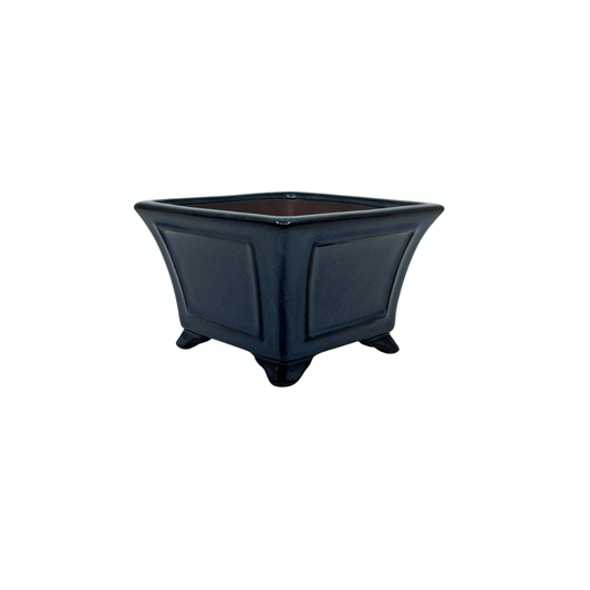 Bonsai pot - vierkant, geglazuurd, blauw (14cm breed)