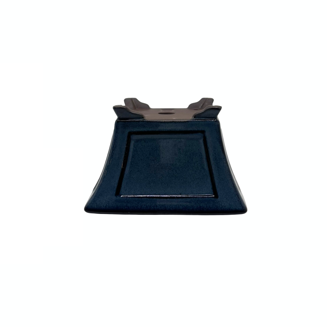 Bonsai pot - vierkant, geglazuurd, blauw (14cm breed)