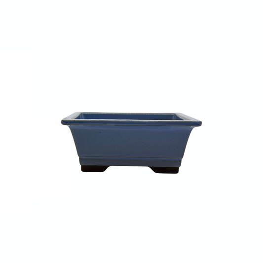 Bonsai pot set - rechthoekig, geglazuurd, licht blauw (14cm breed)
