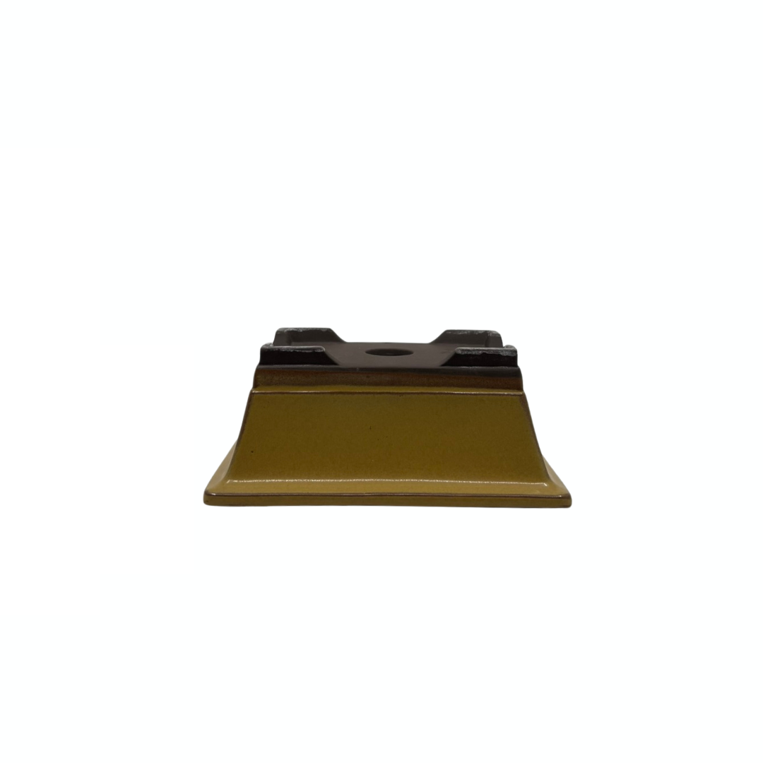 Bonsai pot set - rechthoekig, geglazuurd, geel (14cm breed)