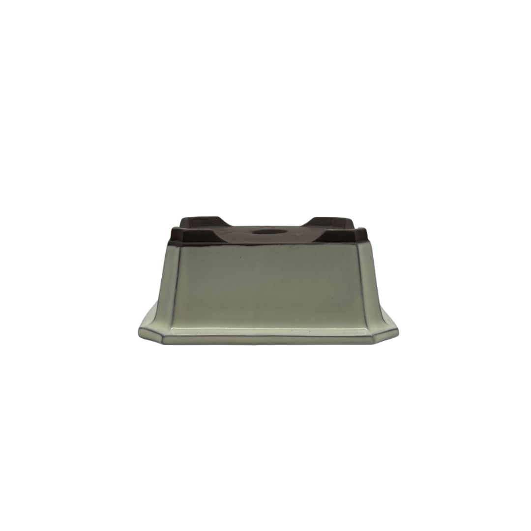 Bonsai pot set - rechthoekig, geglazuurd, crème (14cm breed)