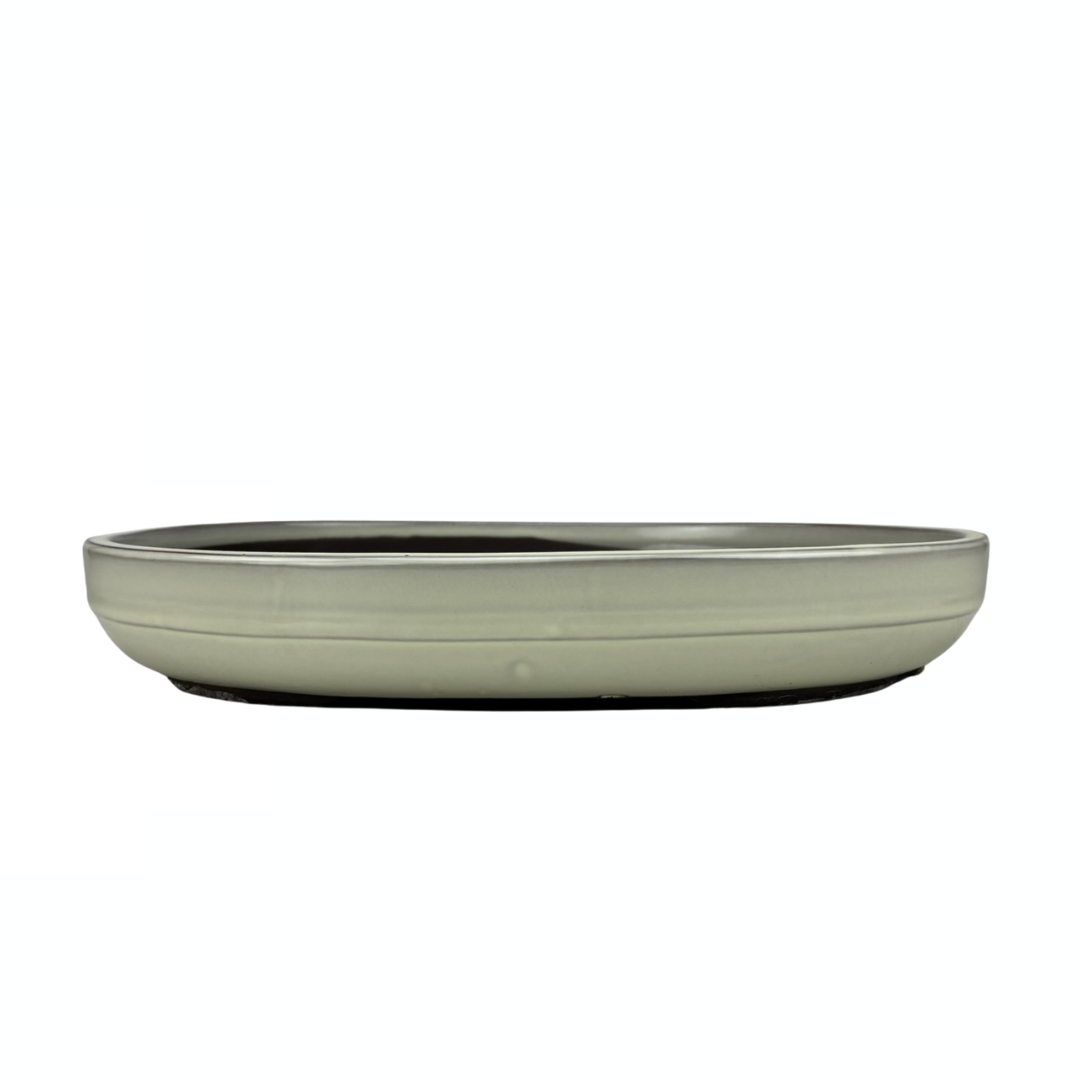 Bonsai pot - ovaal, geglazuurd, crème (41cm breed)