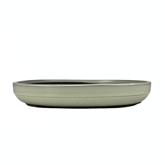 Bonsai pot - ovaal, geglazuurd, crème (41cm breed)