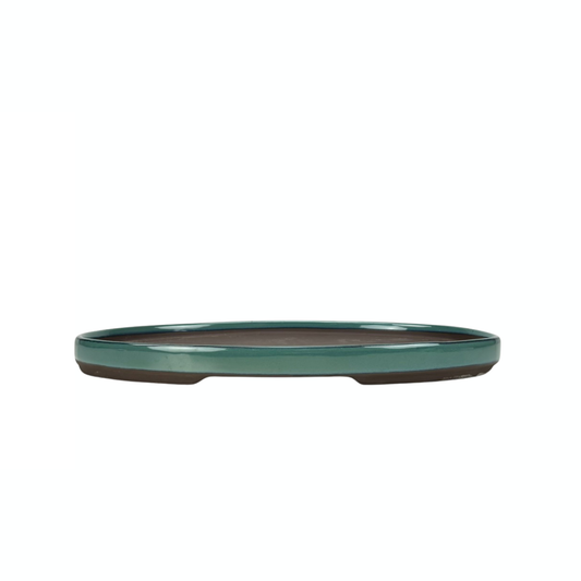 Bonsai pot - ovaal, geglazuurd, groen (31cm breed)
