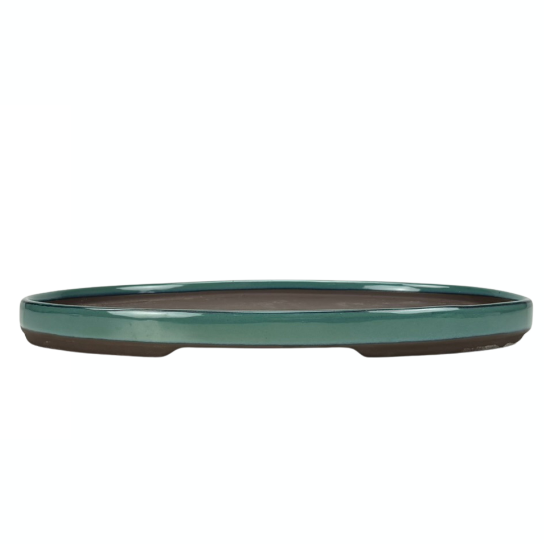 Bonsai pot - ovaal, geglazuurd, groen (45cm breed)