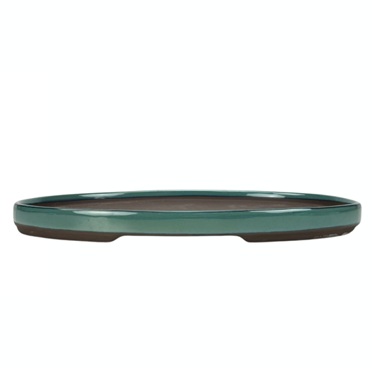 Bonsai pot - ovaal, geglazuurd, groen (45cm breed)