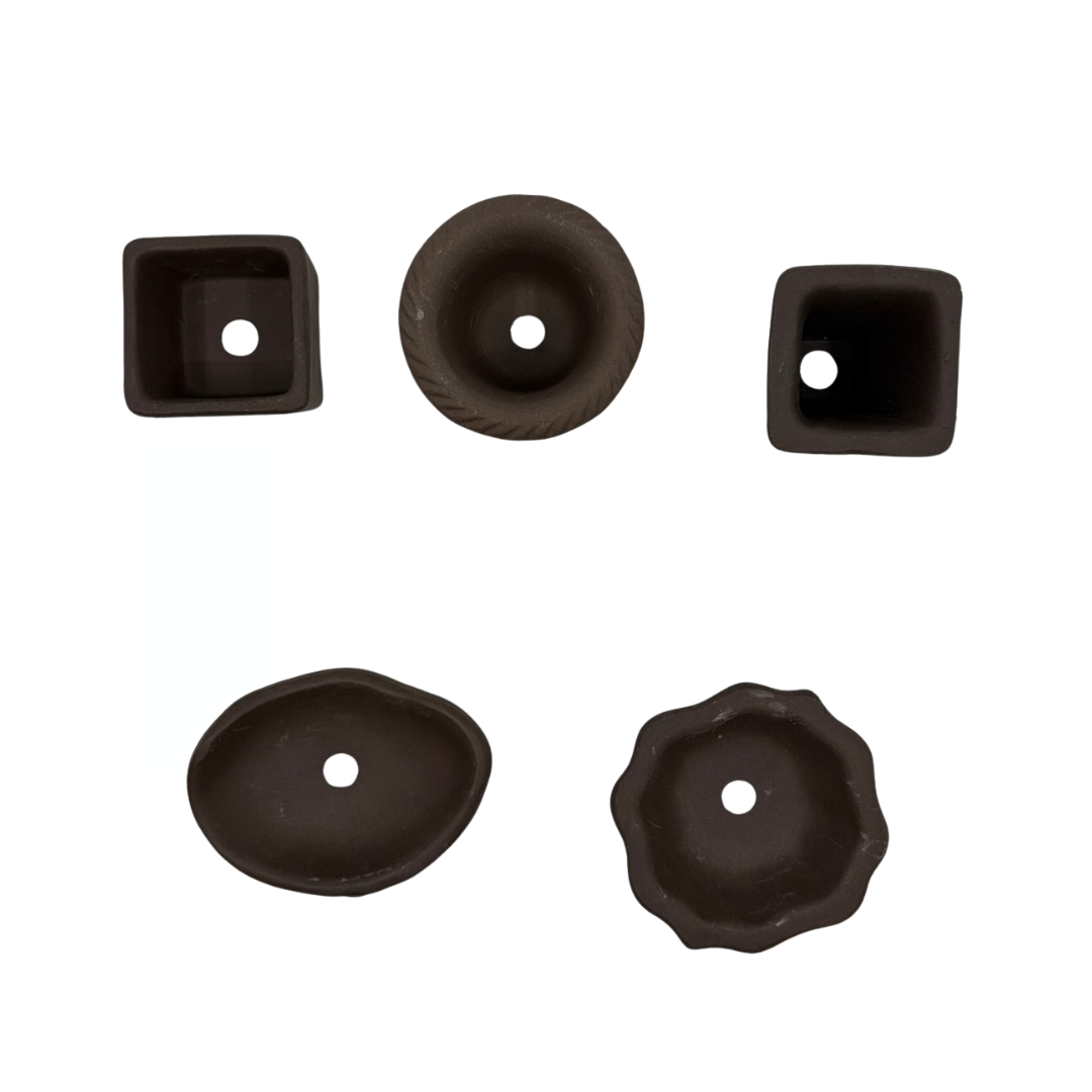 Mame pot set van 5 ongeglazuurd (4-7cm breed)