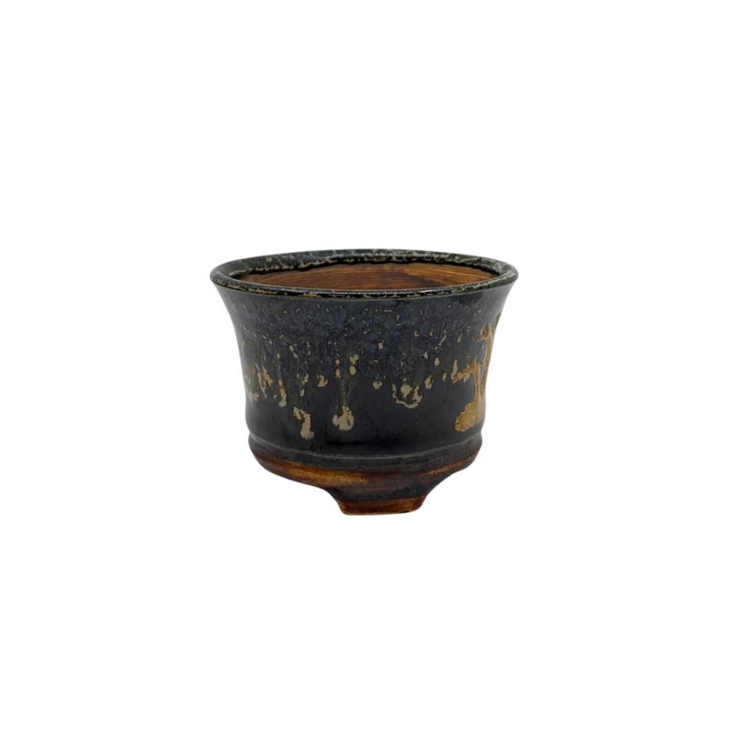 Shohin Bonsai pot zwart met goud René Lecocq 9cm