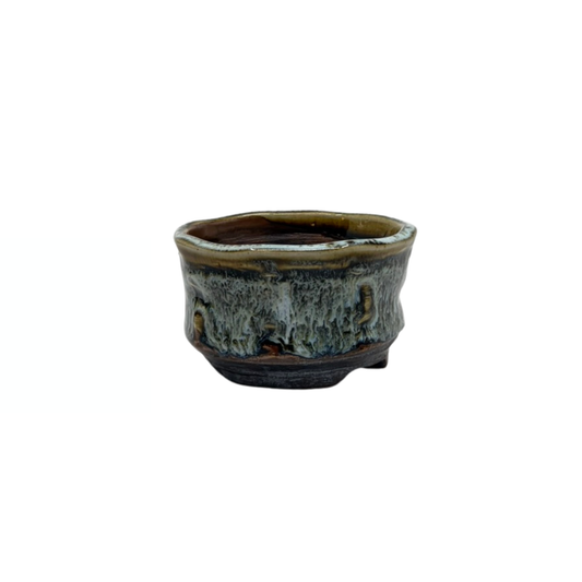 Shohin Bonsai pot bruin crème René Lecocq 9cm