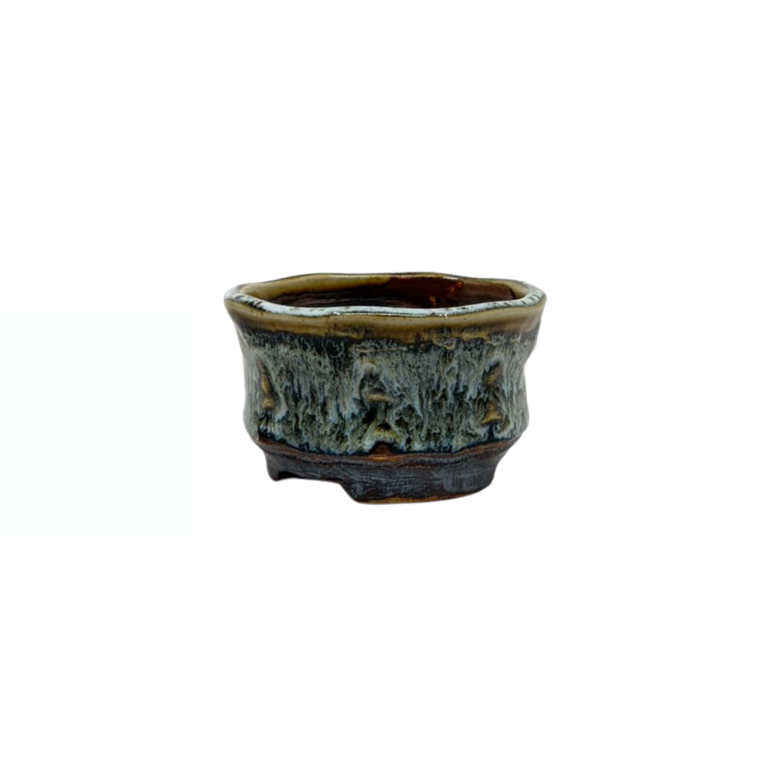 Shohin Bonsai pot bruin crème René Lecocq 9cm