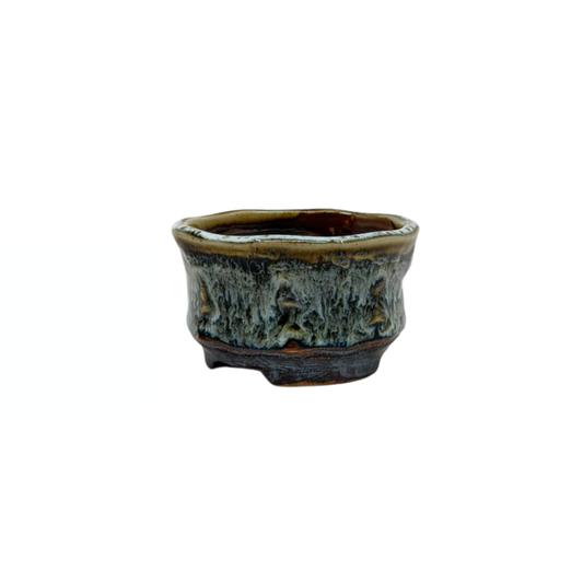 Shohin Bonsai pot bruin crème René Lecocq 9cm