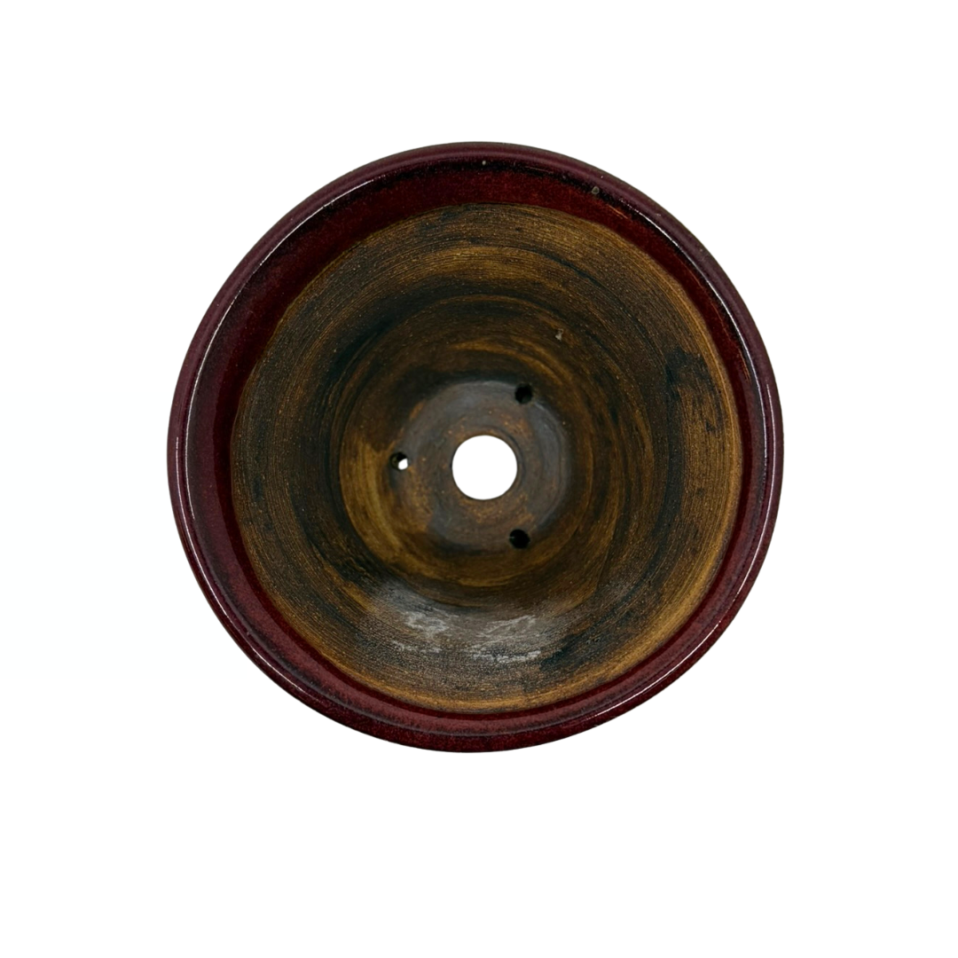 Bonsai pot rood cascade met zwarte vlekken René Lecocq 12cm