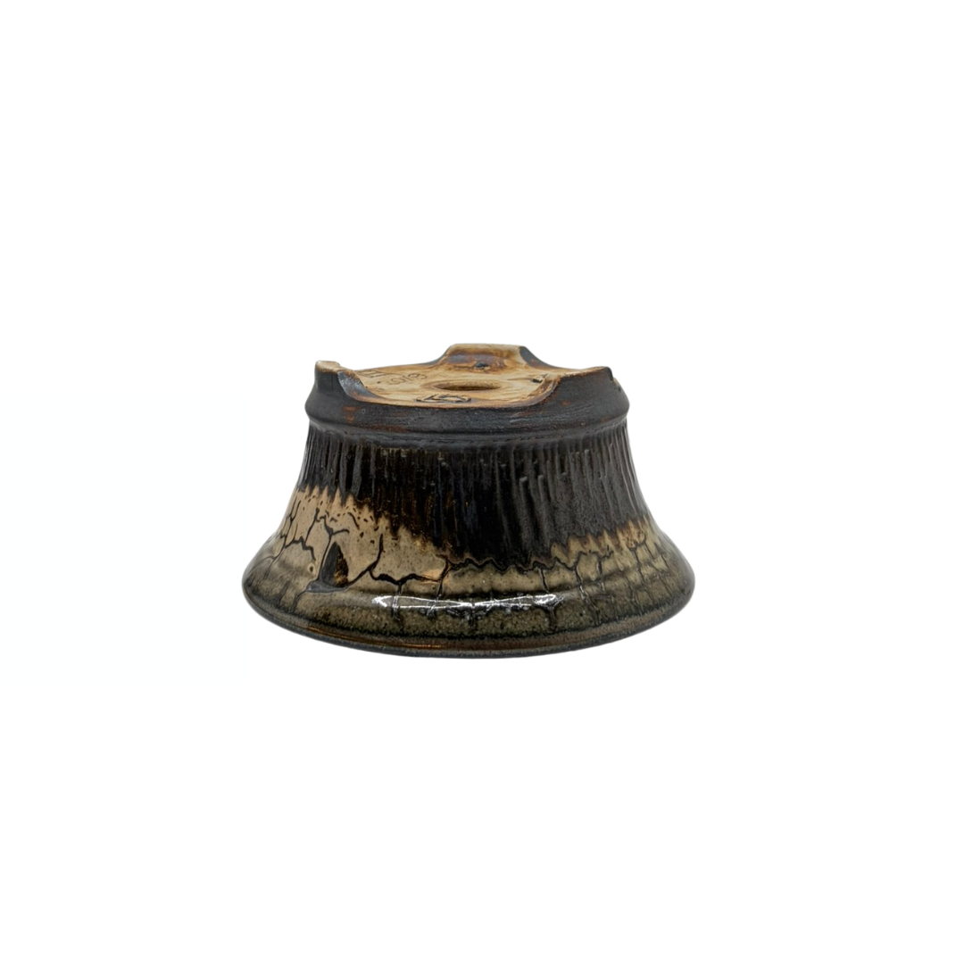 Bonsai pot charcoal met beige accenten René Lecocq 13cm