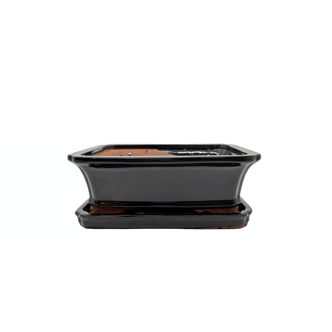 Bonsai pot zwart rechthoek 21cm - set