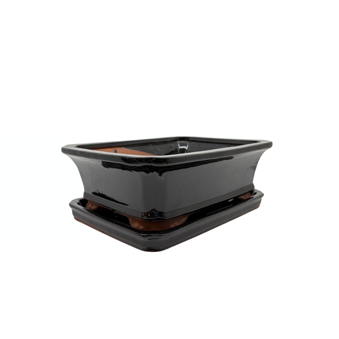 Bonsai pot zwart rechthoek 21cm - set
